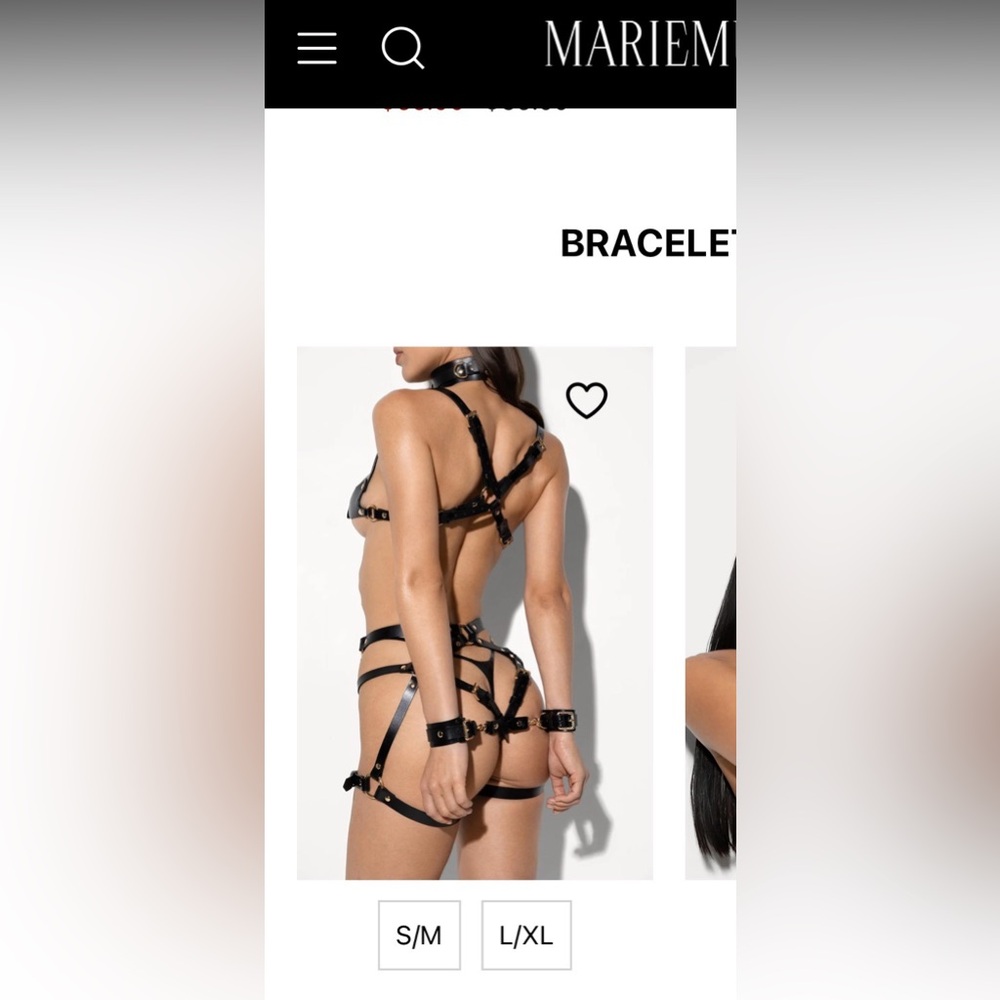 NEW Mariemur Leather Black Strappy Lingerie Set medium